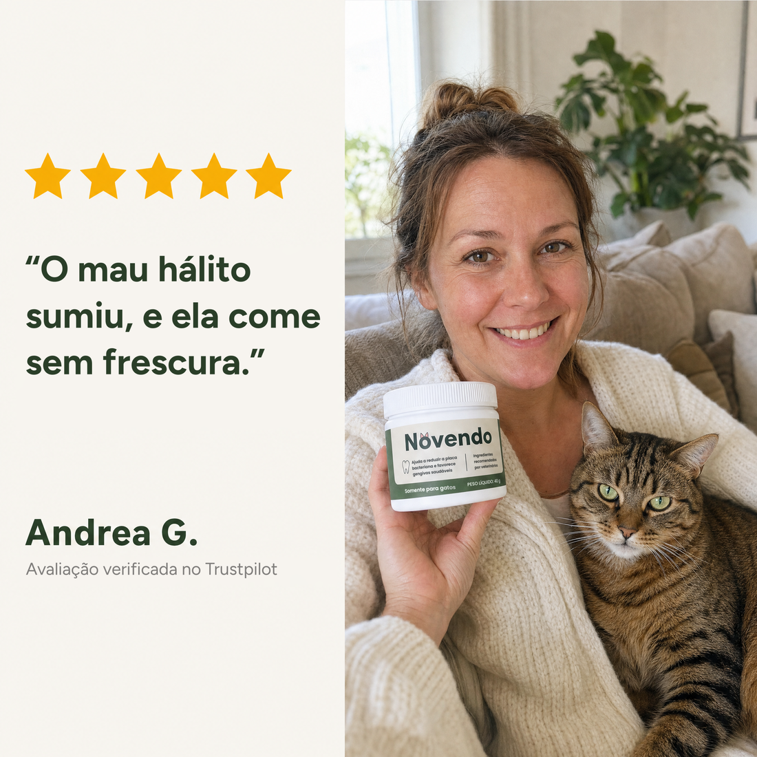 Avaliação da cliente Andrea G. no Trustpilot