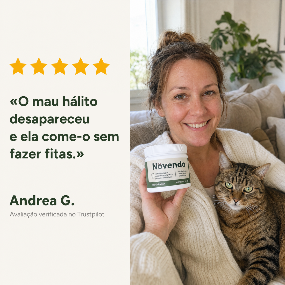 Opinião da cliente Andrea G. no Trustpilot