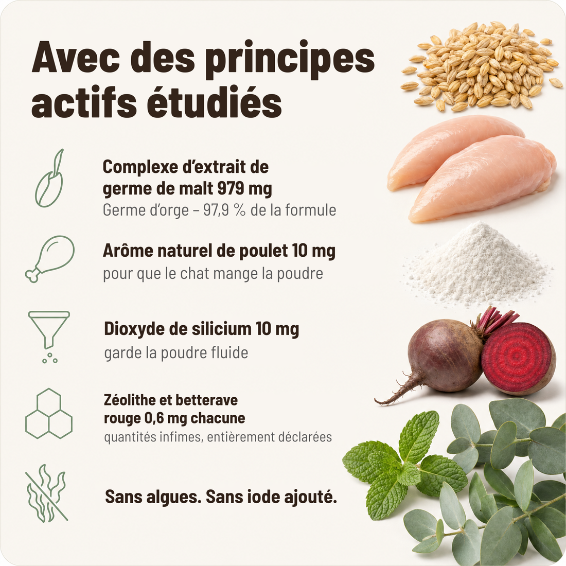 Avec des principes actifs étudiés