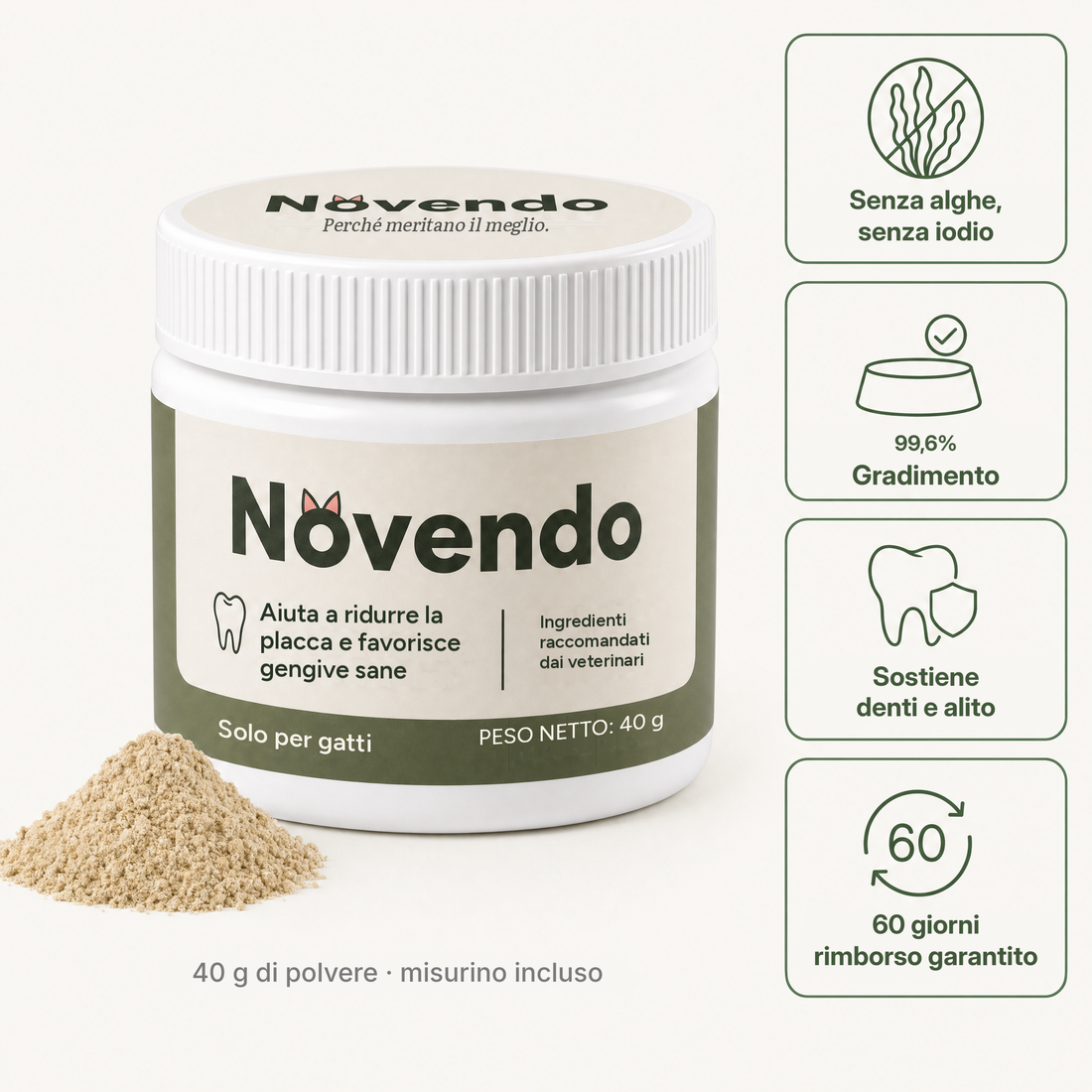 Polvere dentale Novendo per gatti, barattolo da 40 g