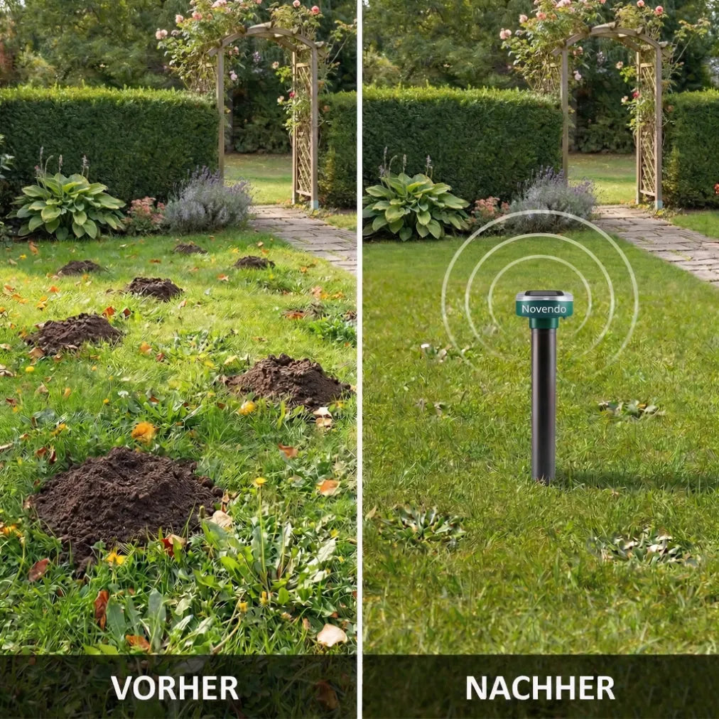 Novendo Ultraschall Tierabwehr – Vertreiben Sie Maulwürfe und Wühlmäuse ein für alle Mal