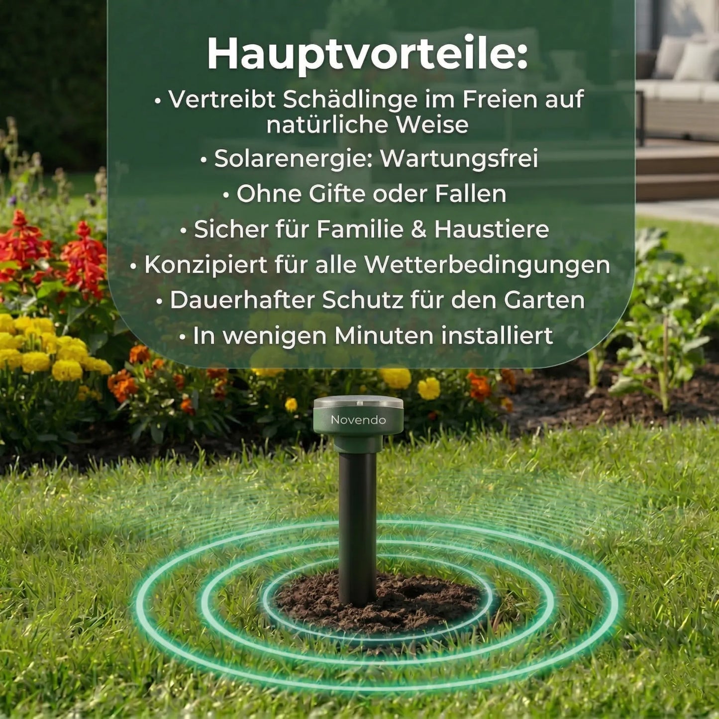 Novendo Ultraschall Tierabwehr – Vertreiben Sie Maulwürfe und Wühlmäuse ein für alle Mal