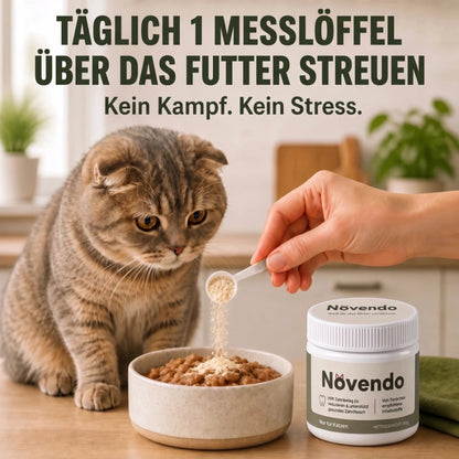 Täglich einen Messlöffel Novendo über das Futter streuen