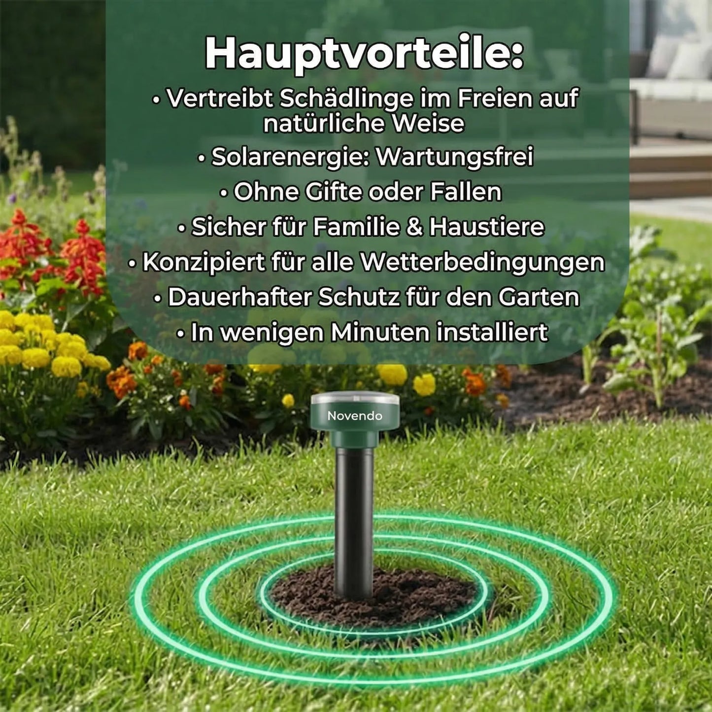 Novendo Ultraschall-Tierabwehr: Zuverlässiger Schutz vor Schädlingen und Nagetieren