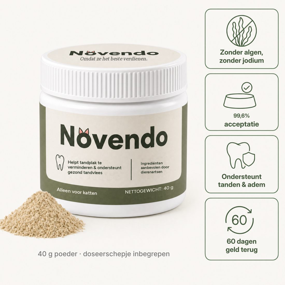Novendo tandpoeder voor katten, pot van 40 g